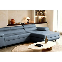 Acheter Casanova Canapé d'angle convertible tissu chiné 4 places Bleu Gauche