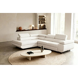 Avis Casanova Canapé d'angle convertible tissu lisse 4 places Beige Gauche