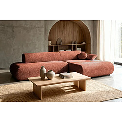 Casanova Canapé d'angle convertible tissu lisse 3 places Terracotta Droit pas cher