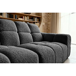 Acheter Casanova Canapé d'angle tissu bouclette 4 places Noir Droit