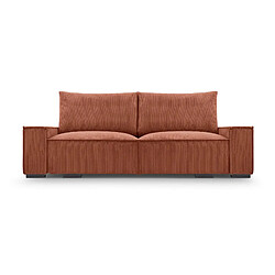 Casanova Canapé droit convertible velours côtelé 2 places Terracotta