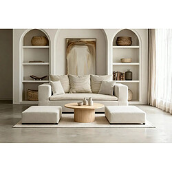 Casanova Canapé droit convertible bi matière avec deux poufs 4 places Beige