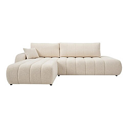 Casanova Canapé d'angle convertible tissu bouclette 4 places Beige - Droit