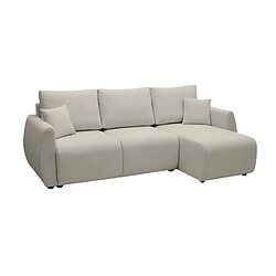 Casanova Canapé d'angle convertible tissu doux 3 places Café clair