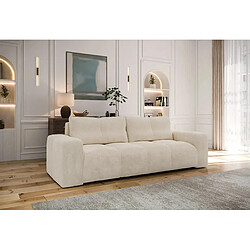 Casanova Canapé droit convertible tissu bouclette 3 places Beige