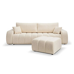 Casanova Pouf en tissu bouclette Beige 75x82x41 pas cher