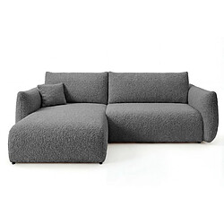 Casanova Canapé d'angle convertible tissu bouclette 4 places Gris