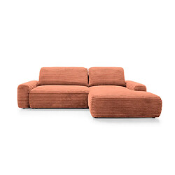 Casanova Canapé d'angle velours côtelé 4 places Terracotta Droit