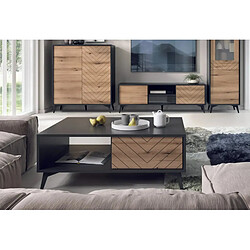 Casanova Table basse 1 tiroir en bois Marron et noir