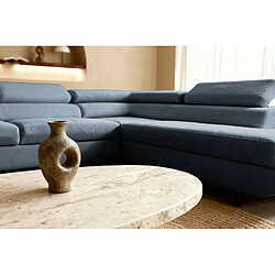 Acheter Casanova Canapé d'angle convertible tissu lisse 4 places Bleu Droit