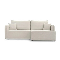 Casanova Canapé d'angle convertible tissu lisse 3 places Beige - Droit