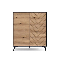 Casanova Commode 2 portes en bois 100cm - Marron et noir