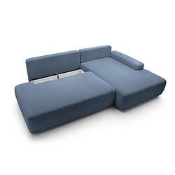 Casanova Canapé d'angle convertible coffre tissu chiné 3 places Bleu Gauche pas cher
