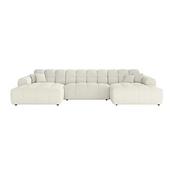 Casanova Canapé panoramique tissu bouclette 5 places Beige