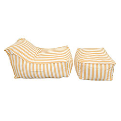 Concept Usine Ensemble de poufs exterieur rayés jaune déperlant POSITANO