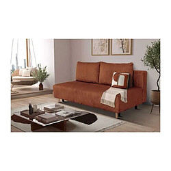 Anonymes GINO Canapé-lit 3 places convertible droit velours côtelé terracotta avec coffre