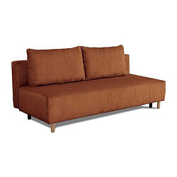 Anonymes GINO Canapé-lit 3 places convertible droit velours côtelé terracotta avec coffre