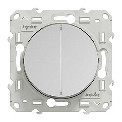 Schneider Electric S530214 Interrupteur va-et-vient double 10A Odace Schneider Electric Odace S530214 - mécanisme double interrupteur va-et-vient 10A encastré, rockers aluminium mat, cadre plastique ivoire, 20 000 cycles
