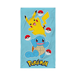 Cti Serviette de plage 70x120 cm Pokémon 100% Coton Oeko-Tex bleu clair