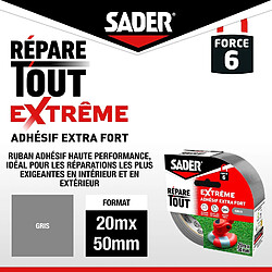 Sader Répare Tout Extreme Ruban adhésif de réparation 20m x 50mm gris Réf. 193838