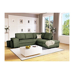 MITCHELLA142580 Canapé d'angle convertible réversible 4/5 places kaki velours côtelé