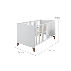 Acheter Roba 1911859 Lit bébé évolutif convertible 70 x 140 cm blanc pieds chêne