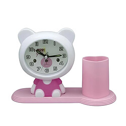 Avizar Réveil Design Ludique avec Pot à Crayons pour Enfant Blanc / Rose