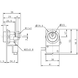Ronis 1083B Contacteur à came mécanique M22 3 bornes 1/4 tour droite livré avec 2 clés