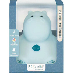 Baby Nat Bazile BN3828WDK Veilleuse peluche hippopotame multicolore 19 cm