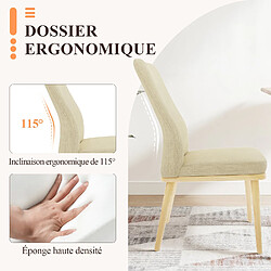 Avis Smartue Lot de 2 chaises de salle à manger Beige, tissu rembourré, pieds en bois massif