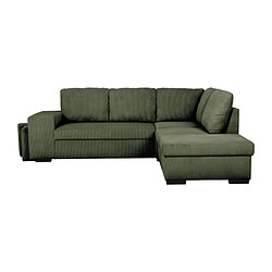 MITCHELLA142580 Canapé d'angle convertible réversible 4/5 places kaki velours côtelé