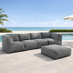 Acheter Concept Usine Salon de jardin modulable 5 places gris en tissu déperlant PRAIANO