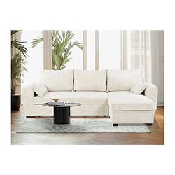 CONFORTEAM MAX8251 Canapé d'angle convertible 3 places tissu Lincoln beige 240x143x85 cm
