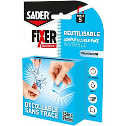 Sader Ruban adhésif double-face réutilisable transparent 1,5 m x 19 mm - réf. 66610004