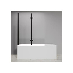 Gelco MAGGY Pare-baignoire 2 volets pivotants 100 x 140 cm cadre noir mat verre 5 mm