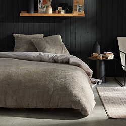 Today Parure housse de couette 240x220 cm 2 personnes beige Teddy bi-matière 3 pièces