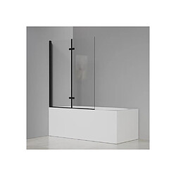 Gelco MAGGY Pare-baignoire 2 volets pivotants 100 x 140 cm cadre noir mat verre 5 mm