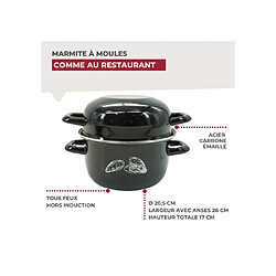 Marmite à moules 20,5 cm FACKELMANN 3 L noir avec couvercle