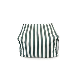 Concept Usine Pouf exterieur rayé vert déperlant 55x65x35 cm POSITANO