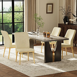 Smartue Lot de 2 chaises de salle à manger Beige, tissu rembourré, pieds en bois massif pas cher