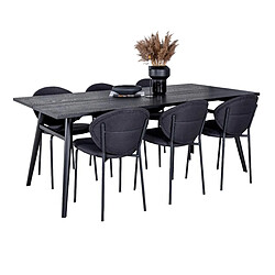 Paris Prix Ensemble Table à Manger Extensible & 6 Chaises Sleek & Vault 195-280cm Noir