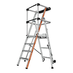Tubesca RAPTOR Escabeau plateforme 3 marches A-frame avec garde-corps et roulettes