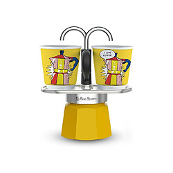 Bialetti Mini-Express Lichtenstein 100 ml Cafetière Moka + 2 tasses jaune