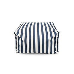 Concept Usine Pouf exterieur rayé bleu déperlant 55x65x35 cm POSITANO