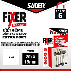 Sader Double-face Extra Fort Fixer Sans Percer Extreme 2 m x 19 mm
