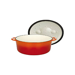 Gsw Cocotte ovale émaillée 33 x 25 cm 7 L orange-rouge induction