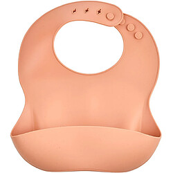 Bavoir en silicone - THERMOBABY - Avec récupérateur - Pêche