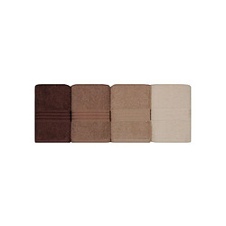 Avis Kein Hersteller HOB8681181150368 Lot 4 serviettes de main 50x90 cm coton éponge crème et bruns dégradés