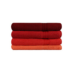 Kein Hersteller Serviette de bain 70 x 140 cm lot de 4 orange coton éponge
