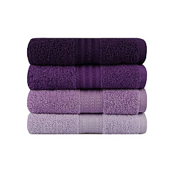 Asari 317HBY1257 Lot de 4 serviettes de main 50x90 cm violet dégradé 500 g/m²
